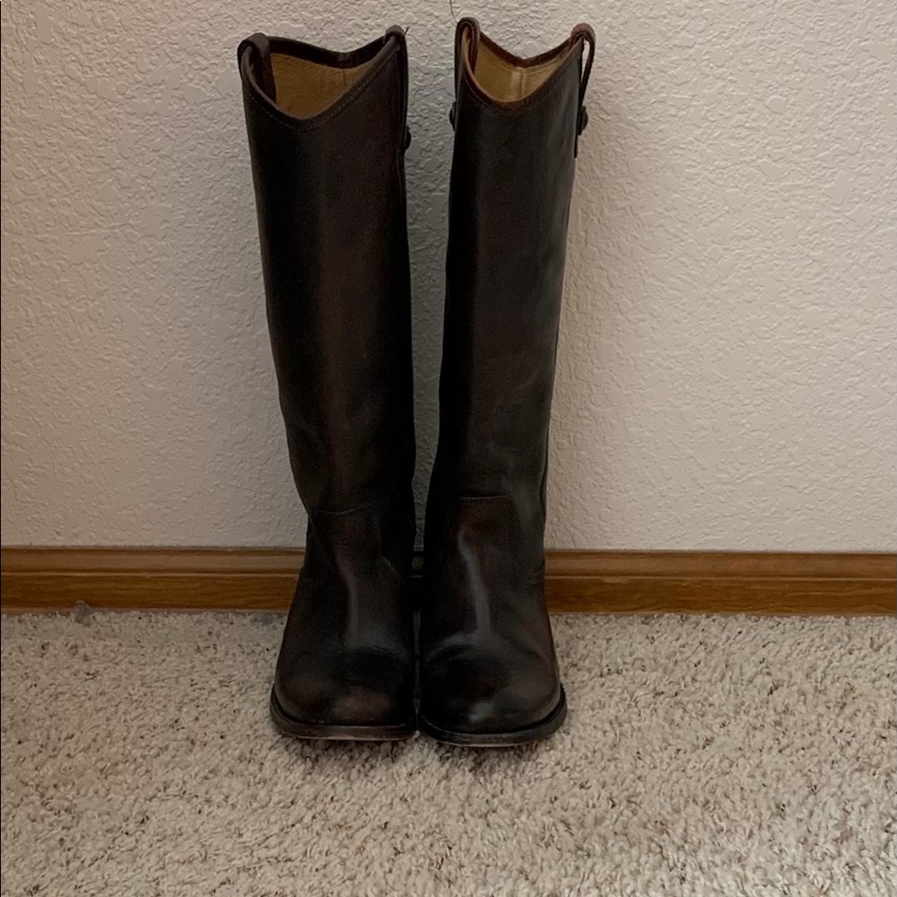 Frye Dark Brown Melissa Button Riding Boots Size 6